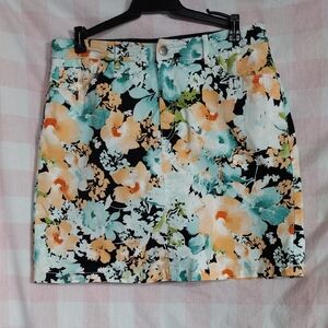 Croft & Barrow Floral Pencil Skirt - Black, Orange, Blue, Green